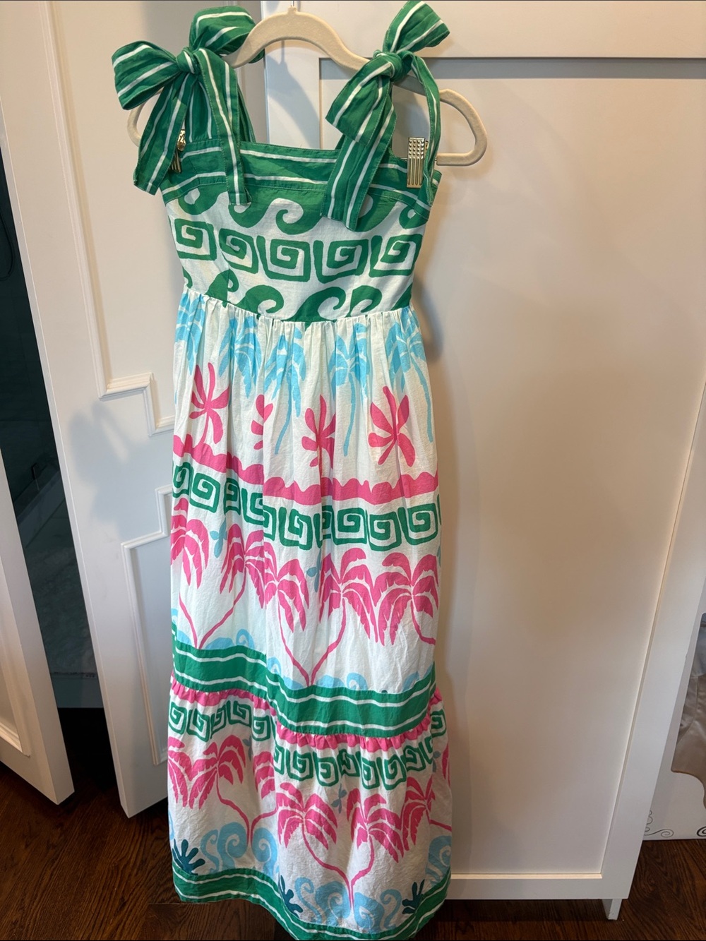 Beach Riot Green, Pink & Blue Tie-Shoulder Maxi Sundress